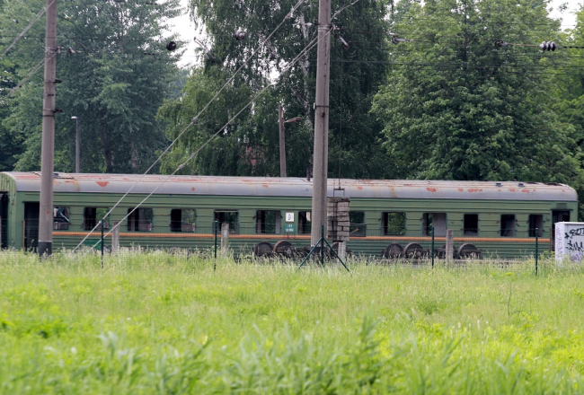 Vecs vilciena vagons Jelgavā. Foto: Andrejs Baburovs, LETA