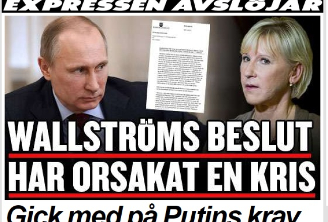 Zviedru laikraksts "Expressen" raksta: "Valstroma piekrīt Putina prasībām".