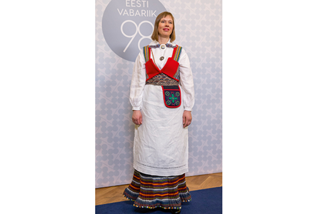 Kersti Kaljulaida Igaunijas neatkarības proklamēšanas dienas pieņemšanā šā gada 24. februārī