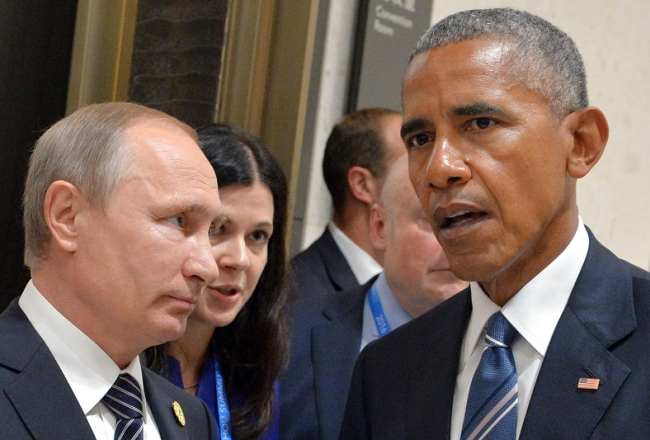 Vladimirs Putins un Baraks Obama. Foto: Alexei Druzhinin/Krievijas prezidenta preses un informācijas centrs/ TASS / LETA