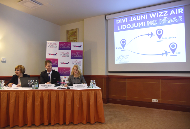 Jauno "Wizz Air" reisu prezentācija. Foto: Zane Bitere, LETA.