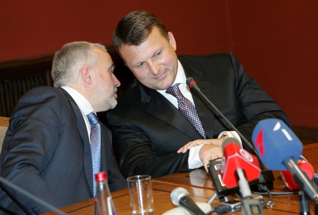 Andris Šķēle un Ainārs Šlesers. Foto: Lita Krone, LETA