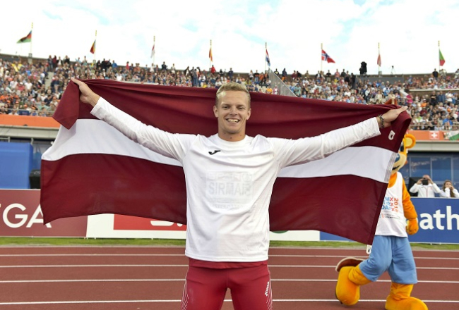 Latvijas šķēpmetējs Zigismunds Sirmais. Foto: EPA/LETA