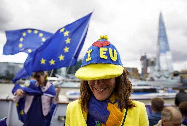 "Brexit" pretinieku demonstrācija Londonā.
