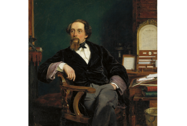 Šajā 1859.gadā tapušajā Viljama Pauela Frita gleznā Dikenss redzams savā darba kabinetā. Izstādē līdzās manuskriptiem aplūkojamas arī citas lietas no Dikensa istabas, ieskaitot gleznā redzamo galdu, pie kura viņš uzrakstīja vairākus vēlīnos meistardarbus.