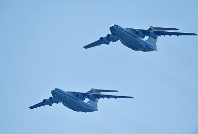 Krievijas militārā transporta lidmašīnas "Il-76". Foto: Sputnik/LETA