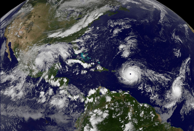 Viesuļvētra "Irma" šķērso Atlantijas okeānu. Foto: NASA/Reuters/LETA