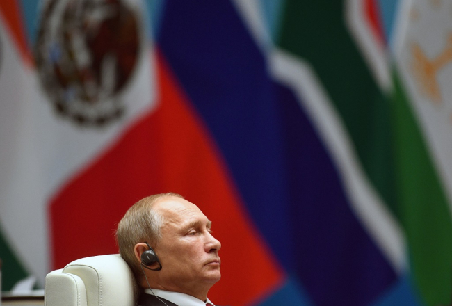 Krievijas prezidents Vladimirs Putins BRICS samitā. Foto: AFP/LETA
