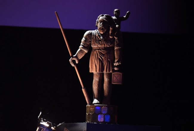 Nacionālā filmu festivāla "Lielais Kristaps" balvas statuete. Foto: Edijs Pālens, LETA
