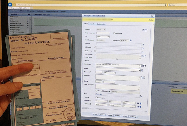 Tā izskatās parastā papīra recepte un recepšu forma no "SmartMedical" programmas. Autores foto