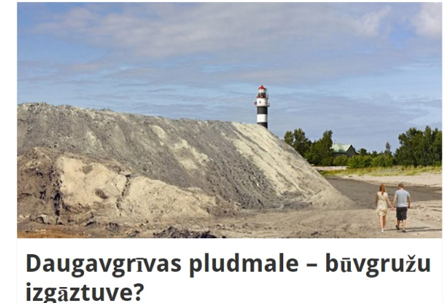 Tāds attēls ievietots portālā pilsetacilvekiem.lv pie raksta par smilšu izgāztuvi Daugavgrīvas pludmalē pie mola.