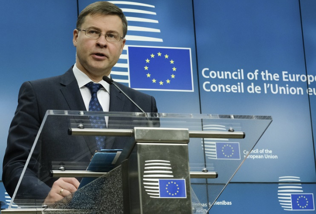 EK viceprezidents Valdis Dombrovskis. Foto: EPA/LETA
