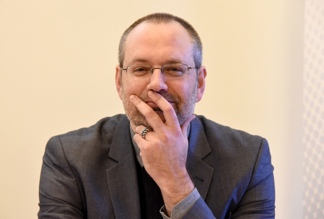 Rīgas Lutera draudzes mācītājs Kaspars Simanovičs. Foto: Zane Bitere, LETA