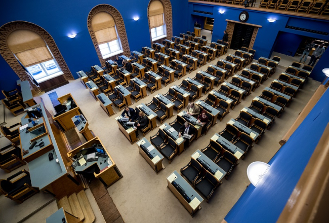 Igaunijas parlamentā. Foto: Postimees/LETA