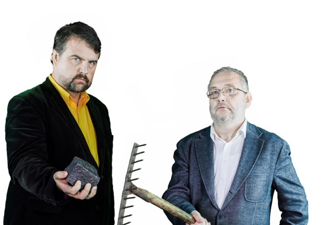LR2 jaunā priekšvēlēšanu raidījuma vadītāji Ivars Ījabs (no kreisās) un Mārcis Bendiks. Publicitātes foto