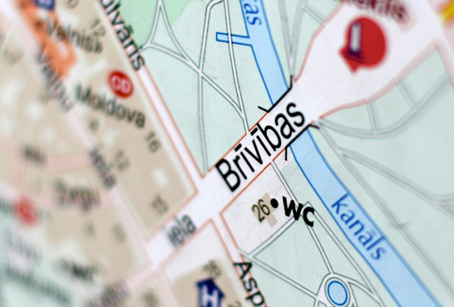 Rīgas kartes fragments. Foto: Andrejs Baburovs, LETA