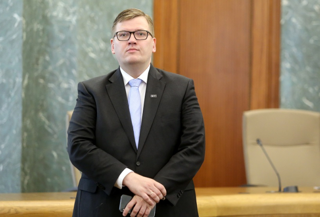Vides aizsardzības un reģionālās attīstības ministrs Juris Pūce Ministru kabinetā. Foto: Paula Čurkste, LETA