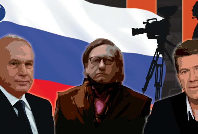 No kreisās: Baltijas Mediju alianse līdzīpašnieks Jurijs Kovaļčuks, BMA Ltd formālais īpašnieks Margus Merima un Baltijas Mediju alianse līdzīpašnieks Oļegs Solodovs.
Ilustrācija — Raivis Vilūns