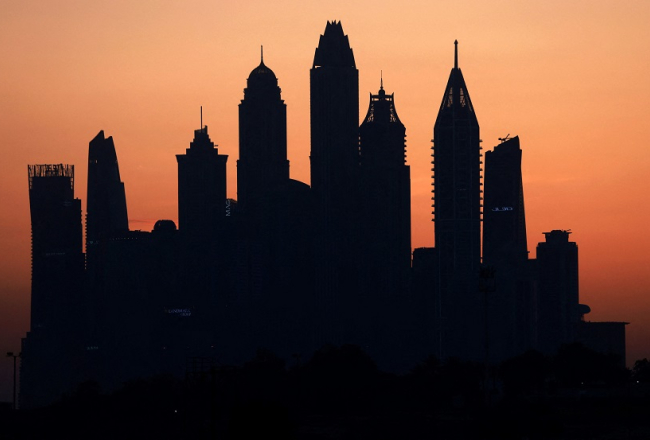 Skats uz Dubaiju saulrietā. Foto: AFP/Scanpix