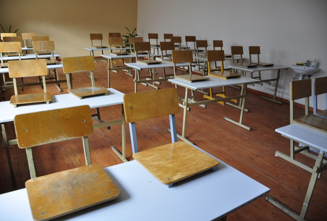 Tukša mācību klase. Foto: Ivars Soikāns, LETA