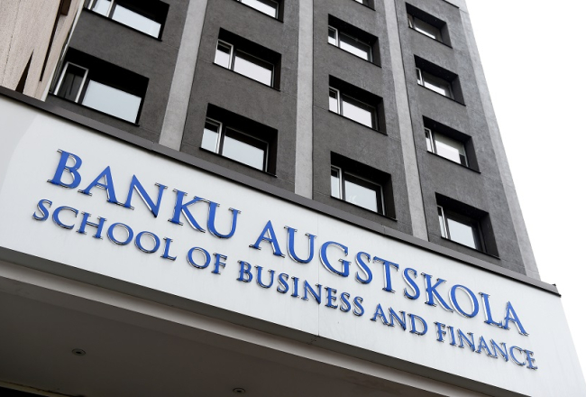 Banku augstskolas ēka. Foto - Ieva Makare, LETA