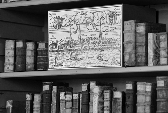 Daļa no Rīgas jezuītu kolēģijas bibliotēkas (1583—1621) krājuma Upsalas Universitātes bibliotēkā.
Foto — Ilmārs Znotiņš
