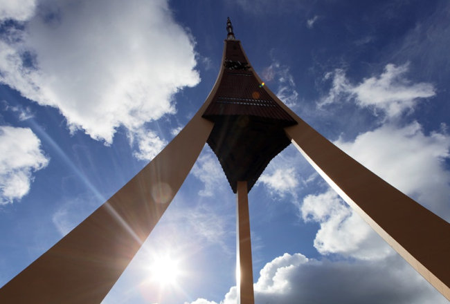 Rīgas radio un televīzijas tornis Zaķusalā. Foto - Edijs Pālens, LETA