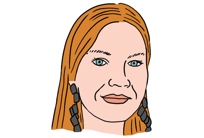 Linda Egle-Šrenka. Zīmējums — Ernests Kļaviņš