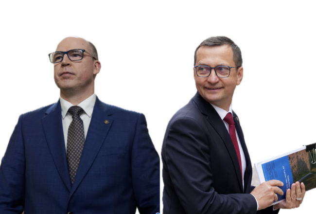 No kreisās — Armīns Meisters, Armands Krauze. LETA/IR redakcija kolāža