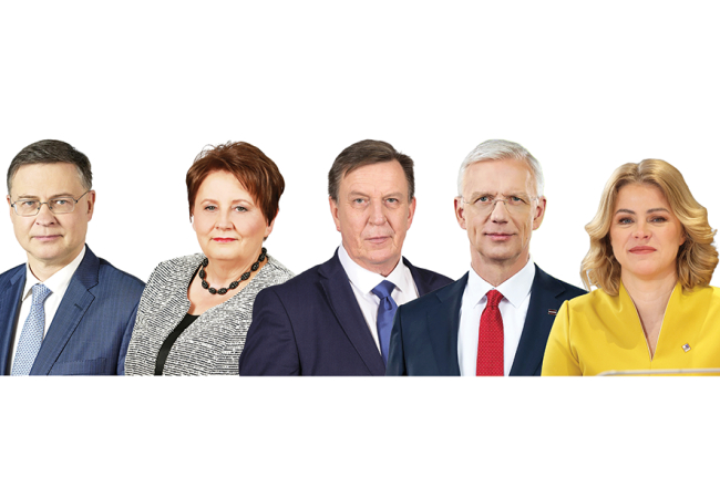 Pieci iepriekšējie Latvijas premjerministri. Valdis Dombrovskis (2009—2015). Laimdota Straujuma (2014—2016). Māris Kučinskis (2016-2019). Krišjānis Kariņš (2019—2023). Evika Siliņa (2023—2025)