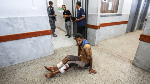 Kāds palestīnietis, kuru Izraēlas armijas karavīri sašāva 11. jūnijā pie viena no pārtikas izdales punktiem Gazā.