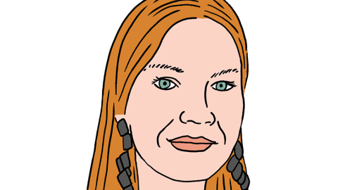 Linda Egle-Šrenka. Zīmējums — Ernests Kļaviņš