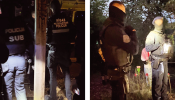 Pašvaldības policijas un Valsts policijas specvienības ierašanās pasākumā Rave for Palestine, kas tika rīkots privātā teritorijā