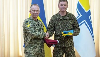 Tikšanās ar Ukrainas Bruņoto spēku komandieri Oleksandru Sirski. Foto — Ukrainas Bruņoto spēku kaujas kamera