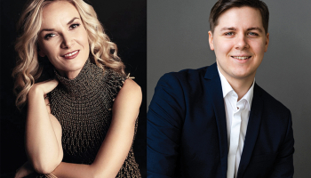 Lietuviešu soprāns Vida Miknevičūte un somu tenors Johans Krogiuss. Publicitātes foto