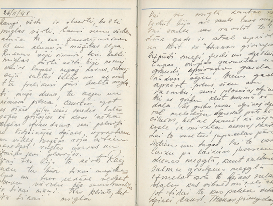 Jūlija Celmiņa pagājušā gadsimta 40.—50. gados rakstītās dienasgrāmatas lappuses