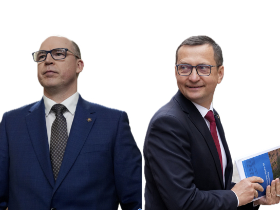 No kreisās — Armīns Meisters, Armands Krauze. LETA/IR redakcija kolāža