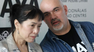 &#39;&#39;Amayas&#39;&#39; režisors Māris Martinsons un japāņu kinozvaigzne Kaori Momoi. Autore: Evija Trifanova, LETA