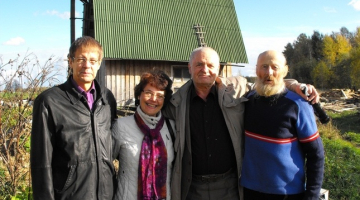 Jānis Rožkalns (no kreisās), Gunta Rožkalne, Bruno Javoišs, Agris Šēfers. Foto: raksta autore