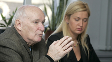 NEPLP vadītājs Abrams Kleckins un viņa vietniece Dace Buceniece. Foto: Andrejs Terentjevs, F64