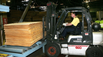 "Latvijas finnieris" ražo saplāksni. Foto: Ieva Čīka, LETA