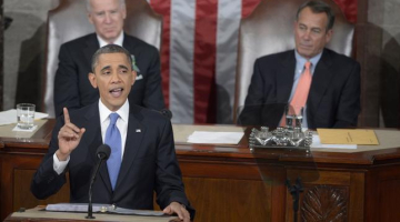 ASV prezidents Baraks Obama teic gadskārtējo runu. Foto: AFP/LETA