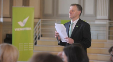 Olafs Pulks "Vienotības" Rīgas nodaļas sanāksmē. Foto: Evija Trifanova, LETA