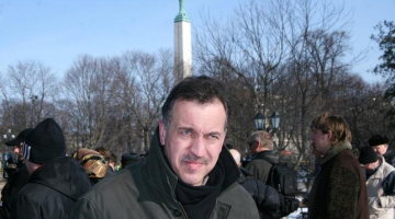 Krievu skolu aizstāvības štāba aktīvists, Rīgas 40. vidusskolas skolotājs Vladislavs Rafaļskis 2006.gadā. Foto: Mārtiņš Plūme,  LETA