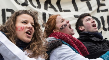Studenti protestā Briselē. Foto: EPA/LETA