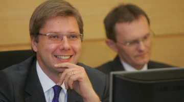 Nils Ušakovs pašvaldību tikšanās laikā. Foto: Raitis Plauks, F64