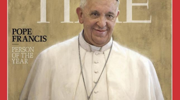 Žurnāla "TIME" vāks ar pāvesta Franciska foto. Foto: AFP/LETA