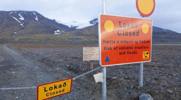 Slēgts ceļš uz Bardarbungas vulkānu Islandē. Foto: EPA/LETA