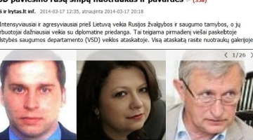 Lietuvas drošības dienestu ziņojumā atklātie Krievijas spiegi. Ekrānšāviņš no lrytas.lt