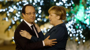 Vācijas kanclere Angela Merkele un Francijas prezidents Fransuā Olands. Foto: AFP/LETA